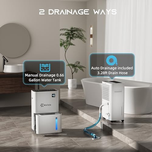 Wellsle 50 pint basement dehumidifier with drain hose — photo 5