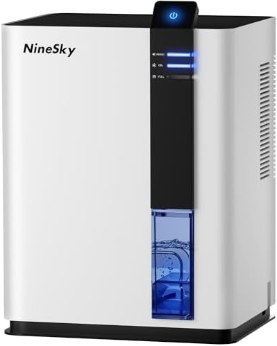 White bathroom dehumidifier with 98 oz tank