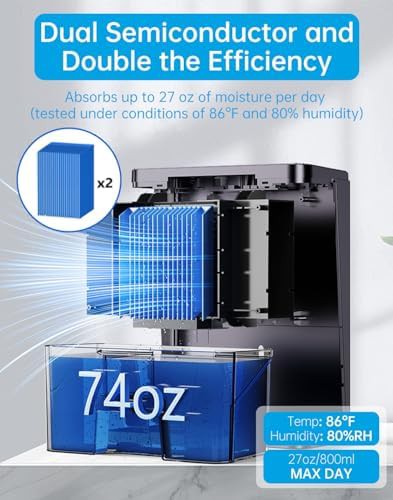 Compact dehumidifier with drain hose and lights — photo 3