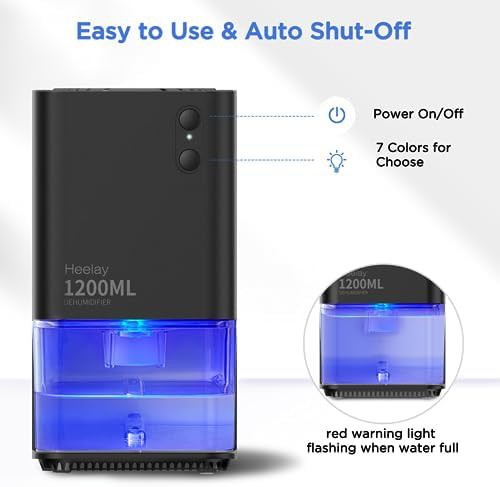 Black mini portable dehumidifier with LED — photo 5