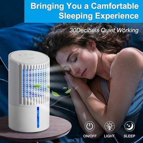 Cold white portable quiet bedroom dehumidifier — photo 3