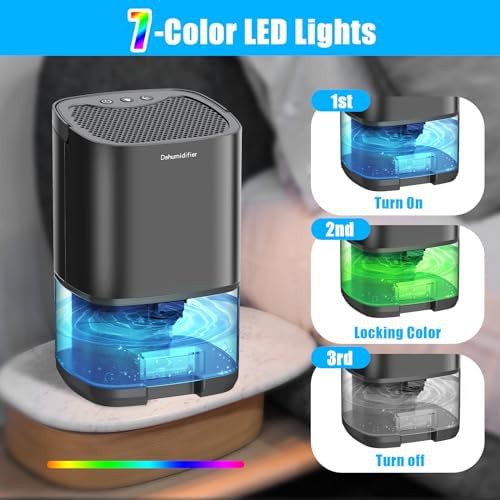 Black small dehumidifier with LED lights — photo 3