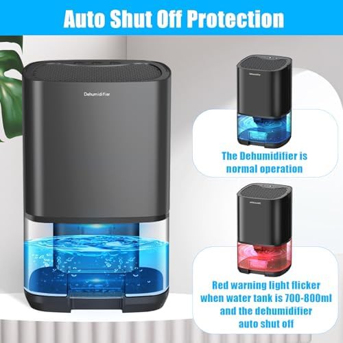 Black small dehumidifier with LED lights — photo 4