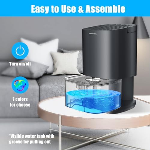 Black small dehumidifier with LED lights — photo 5