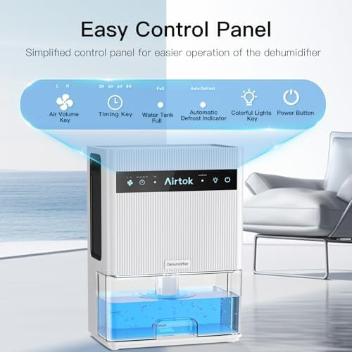 Quiet bedroom dehumidifier with large water tank — photo 4