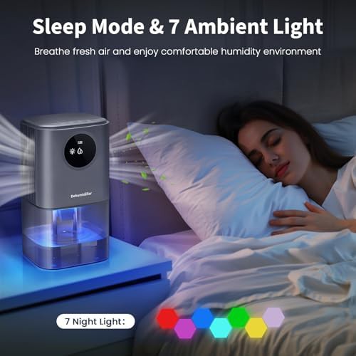Gray small bedroom dehumidifier with auto shut-off — photo 4