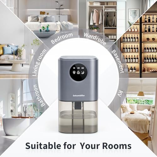 Gray small bedroom dehumidifier with auto shut-off — photo 5