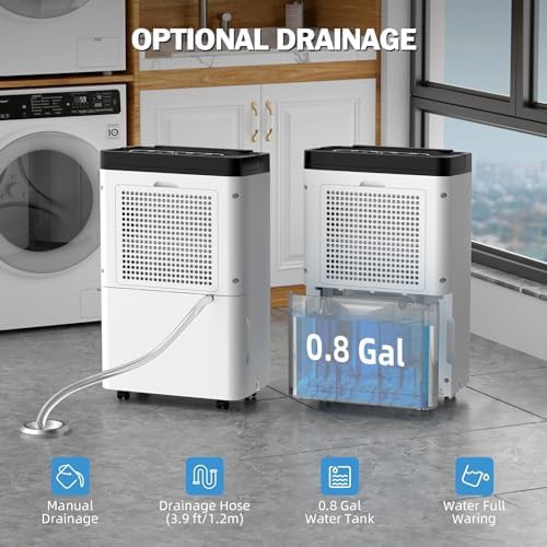 Quiet basement dehumidifier with 0.8 gallon tank — photo 3