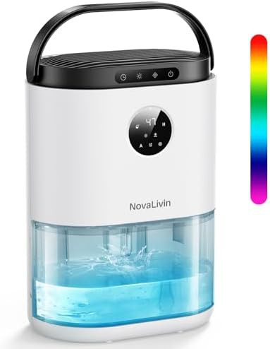 White 68 oz bathroom dehumidifier with display