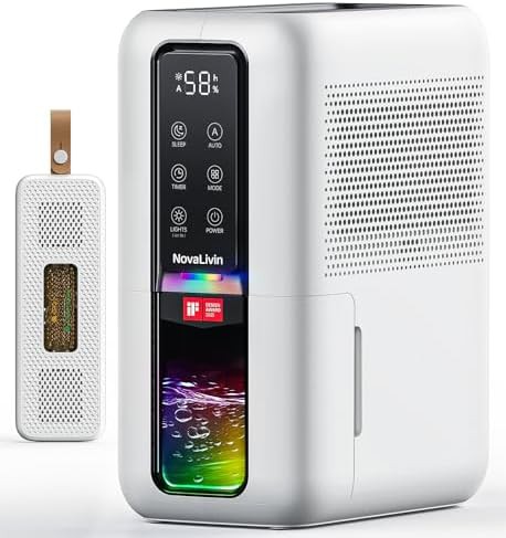 Black and white dehumidifier with 7 color LED