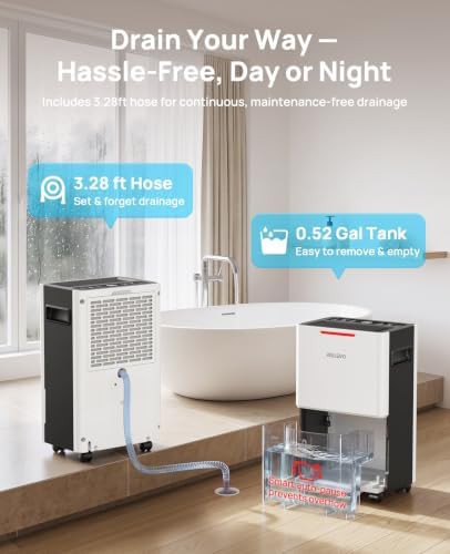 Compressor basement dehumidifier with drain hose — photo 4
