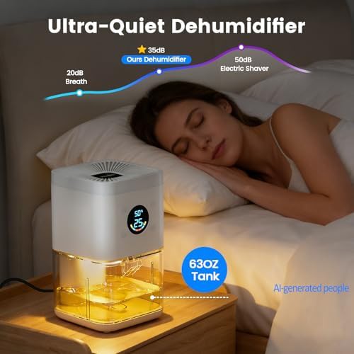 White mini bedroom dehumidifier with night light — photo 4