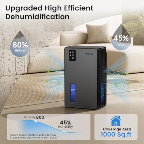 Grey quiet basement dehumidifier with 95 oz tank — photo 3
