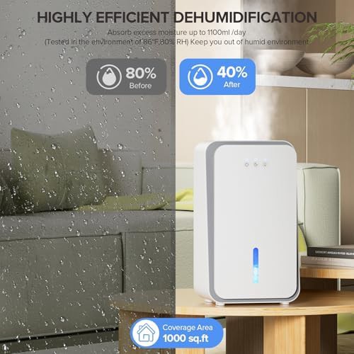 White compact dehumidifier 1000 sq ft — photo 3