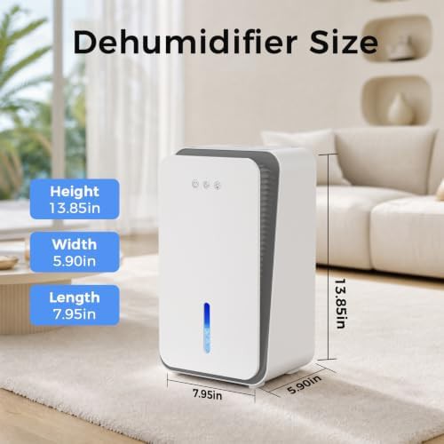 White compact dehumidifier 1000 sq ft — photo 5