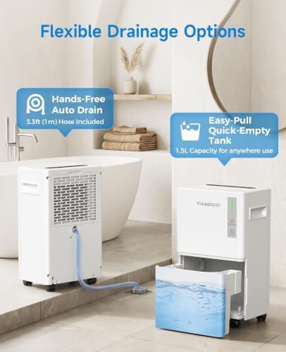Trazico 21 pint basement dehumidifier with hose — photo 3