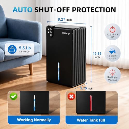 WoEleLigt mini black home dehumidifier with hose — photo 3