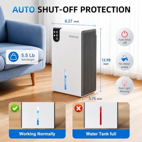 WoEleLigt mini white home dehumidifier with lights — photo 3